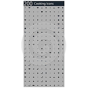 Set of 200 cooking icons