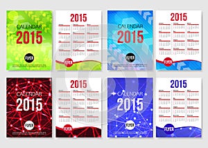 Set of 2015 calendar template brochure design.