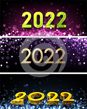Set of 2022 sign on blurred bubbles background
