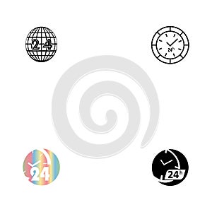 Set 24 Hour icon vector illustration design template