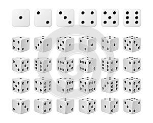 Set of 24 icons of dice in all possible turns