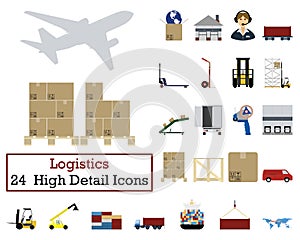 Set of 24 Logistics Icons