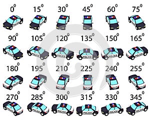 A set of 24 police cars from different angles.