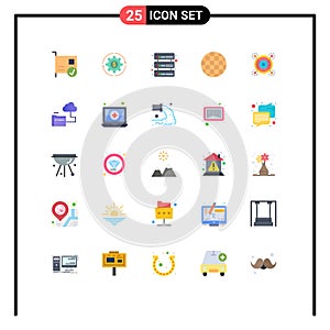 Set of 25 Commercial Flat Colors pack for waffle, food, make, network, database