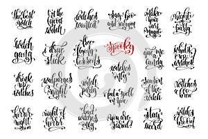 Set of 25 halloween witch party hand lettering inscription
