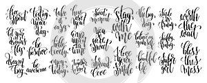 Set of 25 hand written lettering motivational quotes