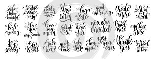 Set of 25 hand written lettering motivational quotes