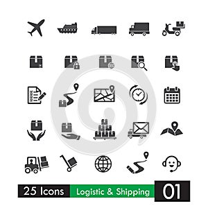 Set of 25 logistic shipping transport icons