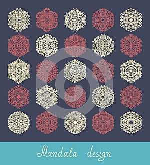 Set of 25 mandala design, circle ornament