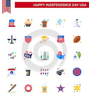 Set of 25 Modern Flats pack on USA Independence Day sport; hokey; election; american; summer