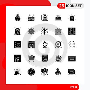 Set of 25 Modern UI Icons Symbols Signs for animal, gift, mother, celebration, parade