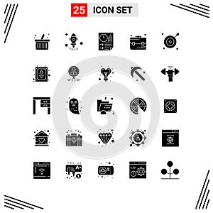 Set of 25 Modern UI Icons Symbols Signs for arrow, target, data, school, bag