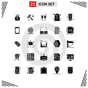 Set of 25 Modern UI Icons Symbols Signs for bath, cream, glass, halloween, funeral