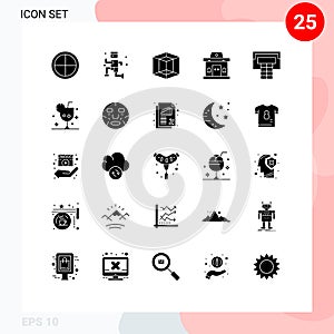 Set of 25 Modern UI Icons Symbols Signs for beverage, basketball, design, urban, office