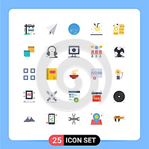 Set of 25 Modern UI Icons Symbols Signs for budget, drink, skin, cocktail, beach