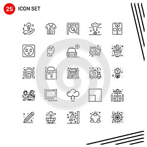 Set of 25 Modern UI Icons Symbols Signs for clothes, signal, trikot, connect, chinese