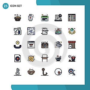 Set of 25 Modern UI Icons Symbols Signs for communication, develop, charg, coding, c