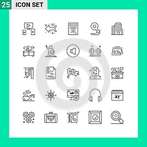 Set of 25 Modern UI Icons Symbols Signs for cupboard, american, study, office, mom