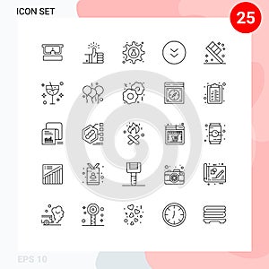 Set of 25 Modern UI Icons Symbols Signs for download, circle, target, arrows, science