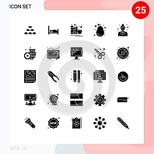 Set of 25 Modern UI Icons Symbols Signs for employee, fresh, books, pear, fruit