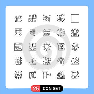 Set of 25 Modern UI Icons Symbols Signs for grid, home, six, building, sports