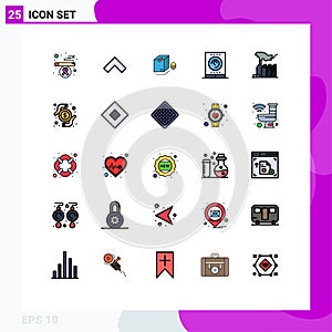 Set of 25 Modern UI Icons Symbols Signs for interest, despotism, packing, autocracy, streaming