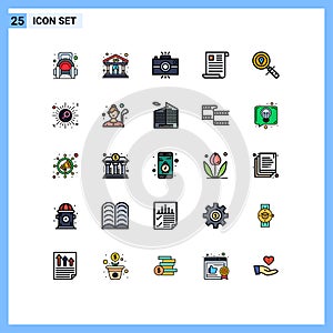 Set of 25 Modern UI Icons Symbols Signs for office, document, building, data, retro