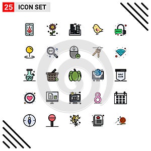 Set of 25 Modern UI Icons Symbols Signs for operator, nature, factory, easter, company