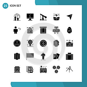 Set of 25 Modern UI Icons Symbols Signs for pin, gift, pc, box, gass