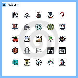 Set of 25 Modern UI Icons Symbols Signs for question mark, help, equipment, time, meeting