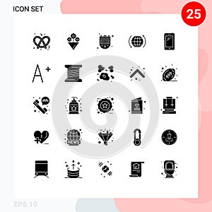 Set of 25 Modern UI Icons Symbols Signs for samsung, mobile, watch, smart phone, arrow