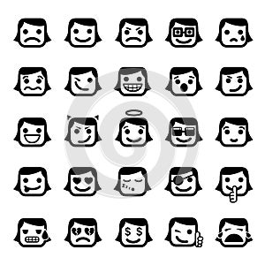 Set of 25 smiley faces