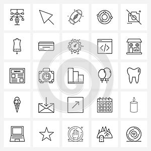 Set of 25 Universal Line Icons of stop, interdiction, rugby, chemistry, chemical bonding