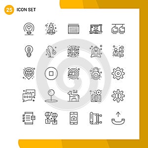 Set of 25 Vector Lines on Grid for car, synchronization, vecation, sync, connection