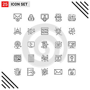 Set of 25 Vector Lines on Grid for care, composing, profile, drawing, mobile