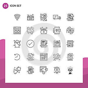 Set of 25 Vector Lines on Grid for page, data, graph analysis, chart, vehicles