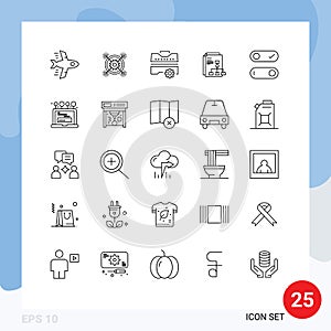 Set of 25 Vector Lines on Grid for switch, report, construction, invoice, presentation