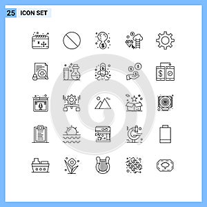 Set of 25 Vector Lines on Grid for vehicles, marketing, business, dollar, dimond