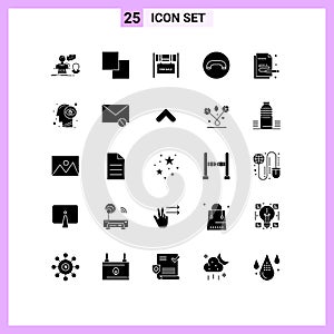 Set of 25 Vector Solid Glyphs on Grid for painting, creative, building, hang up, decline