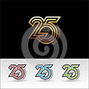 Set of 25th Anniversary logo design template