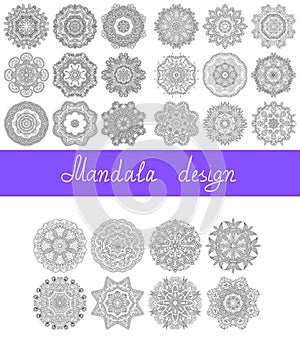 Set of 26 mandala design, circle ornament