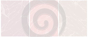 Set of 3 Abstract Pink Marble Vector Layouts.