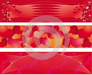Set of 3 banners on balentine day