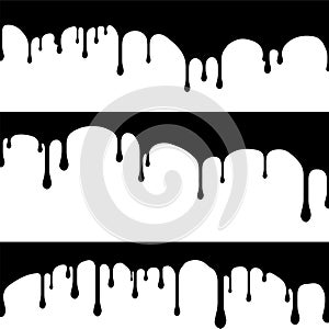 Set of 3 black paint drips. Vector illustration for your design