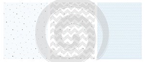 Set of 3 Bright Delicate Chevron and Dots Vector Patterns.