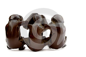 Set of 3 ebonite monkeys