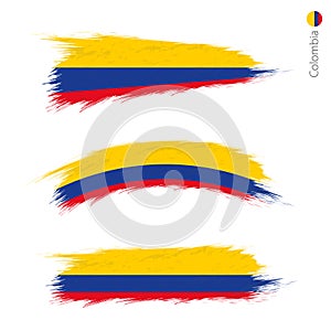 Set of 3 grunge textured flag of Colombia