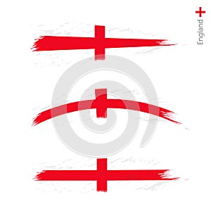 Set of 3 grunge textured flag of England