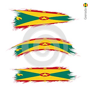 Set of 3 grunge textured flag of Grenada