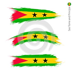 Set of 3 grunge textured flag of Sao Tome and Principe